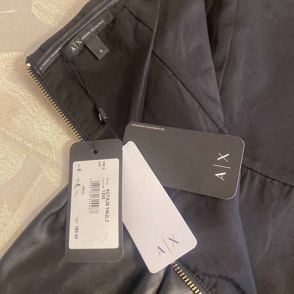 NWT Armani Exchange Black Studded Moto Dress - Picture 3 of 8